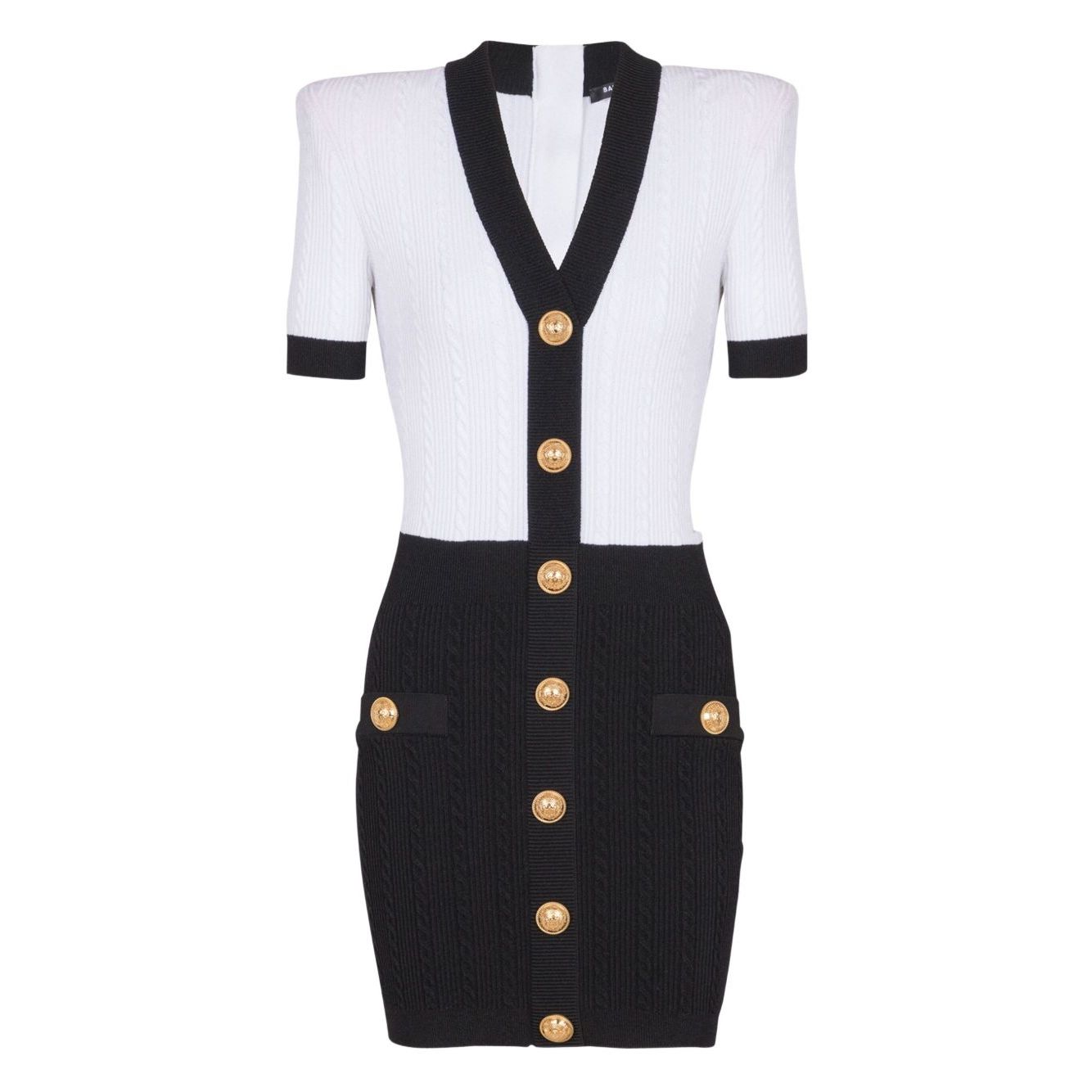 Balmain Two-tone twisted knit bodycon dress Dresses