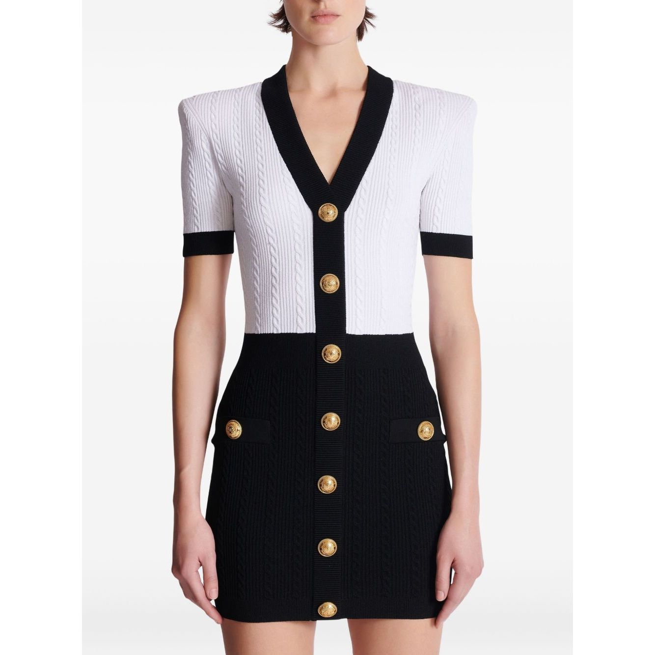 Balmain Two-tone twisted knit bodycon dress Dresses