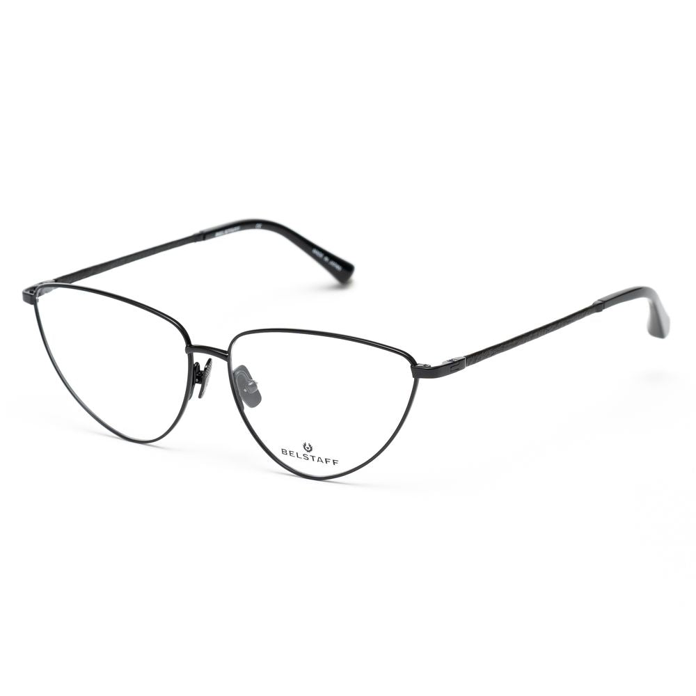 Belstaff Black Titanium Frames with clip-on, handmade in Japan, featuring Carl Zeiss lenses, 100% UV protection, high-grade Mazzuchelli acetate.