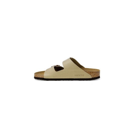 Birkenstock Beige Synthetic Slipper with cork sole and double strap design for optimal comfort and support.