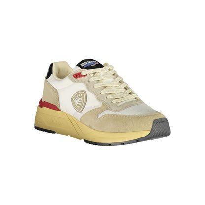 Blauer Beige Polyester Men Sneaker with leather and polyethylene, featuring logo and contrasting details for a stylish, comfortable look.