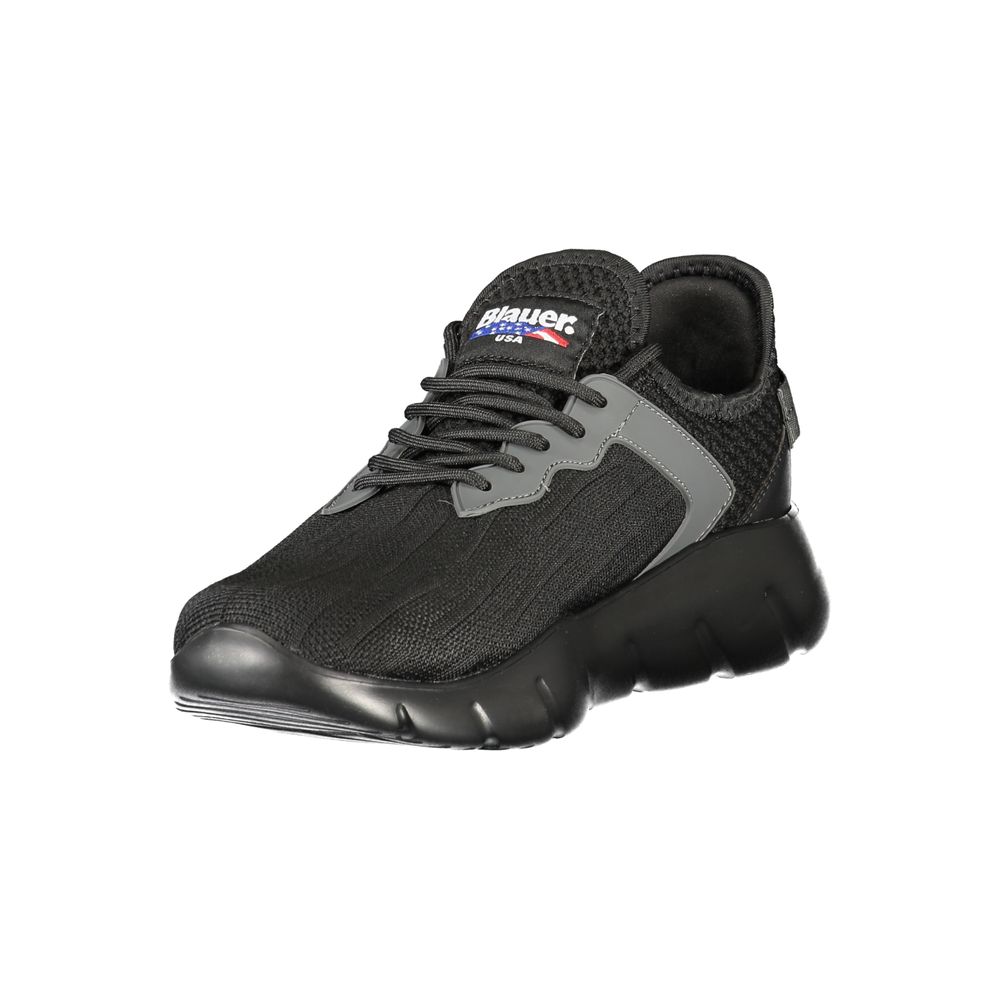 Blauer Black Polyester Men Sneaker with bold design and Blauer logo, combining style, comfort, and contemporary athletic features.