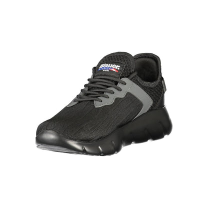 Blauer Black Polyester Men Sneaker with bold design and Blauer logo, combining style, comfort, and contemporary athletic features.