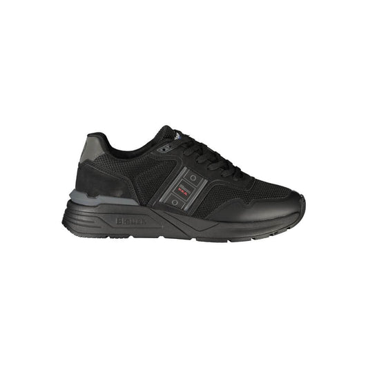 Blauer Black Polyester Mens Sneaker with sleek design and bold logo for modern style and comfort.