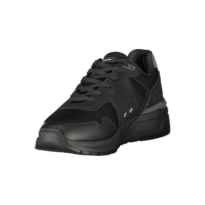 Blauer Black Polyester Mens Sneaker with lace-up design and bold logo for style and comfort