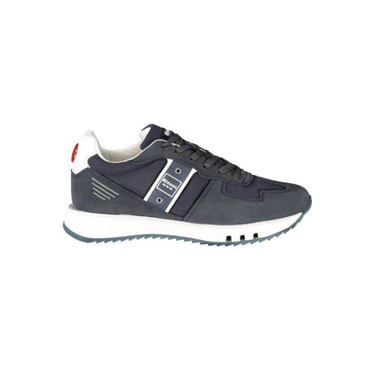 Blauer Blue Leather Men Sneaker with contrasting details and Blauer logo showcasing style and quality.