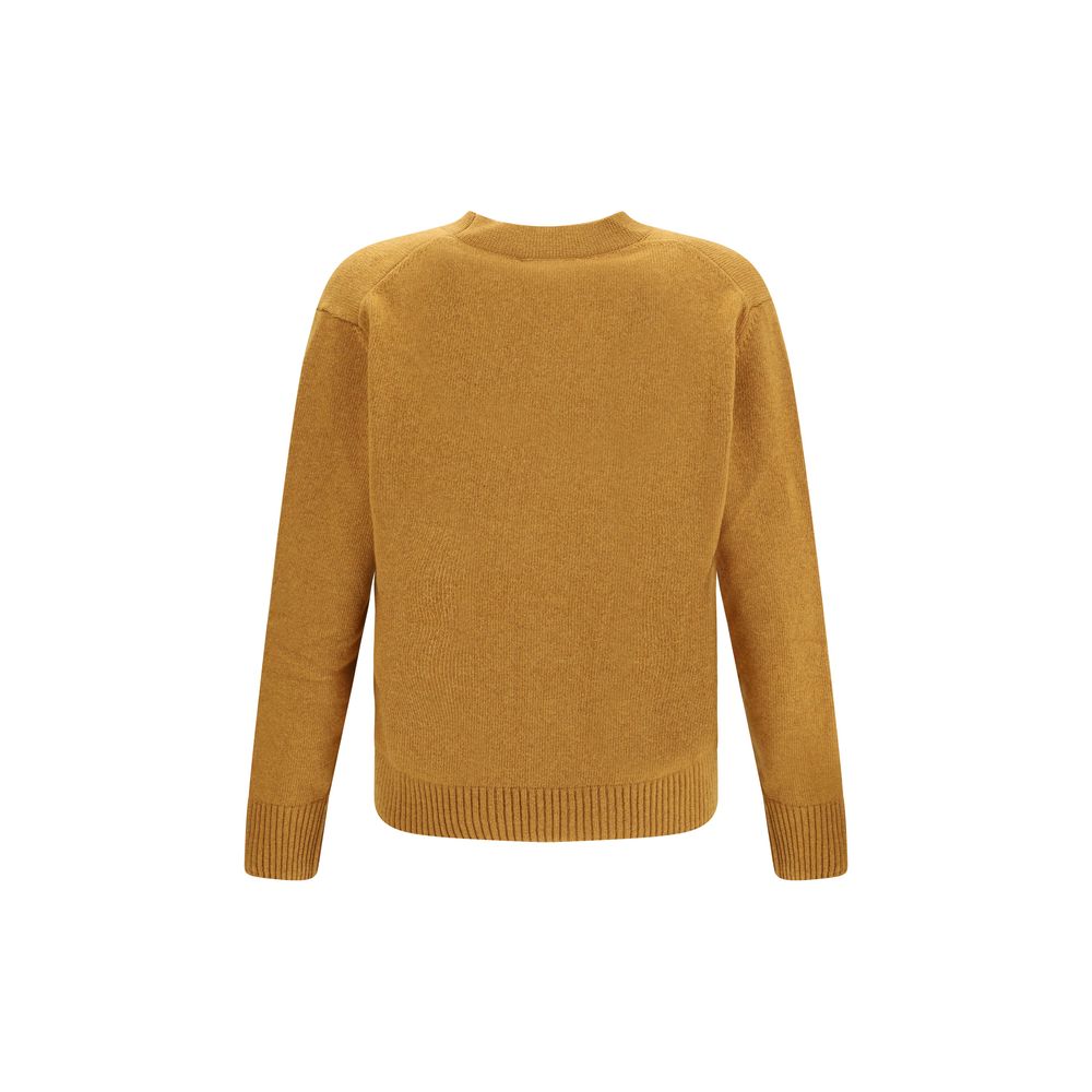 Back view of Brooksfield Cardigan in Virgin Wool, showcasing solid color and medium-knit texture for elegance and comfort.