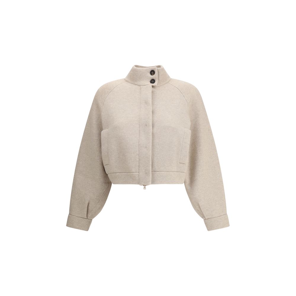Brunello Cucinelli Beige Cashmere Clothing cardigan with buttons and zipper, long sleeves, and front welt pockets, oversize fit, AW25 collection.