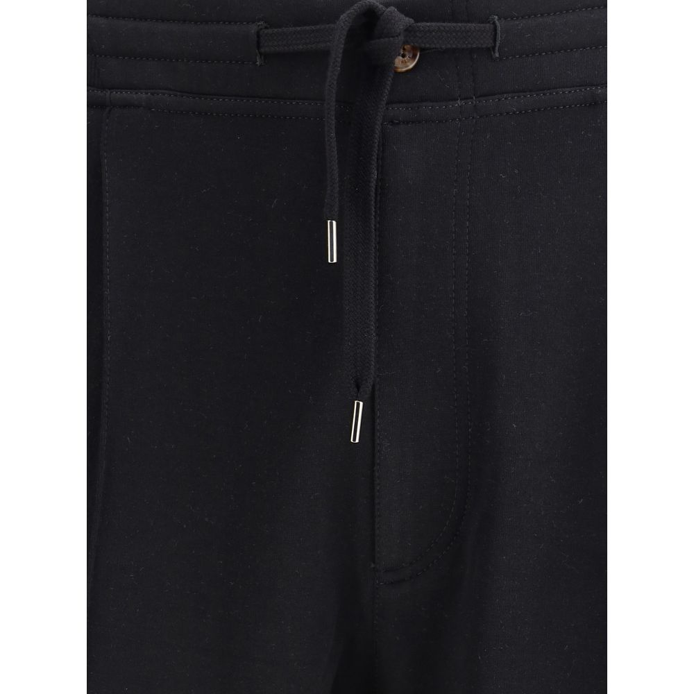 Brunello Cucinelli Black Cotton Joggers (Workout Pants)