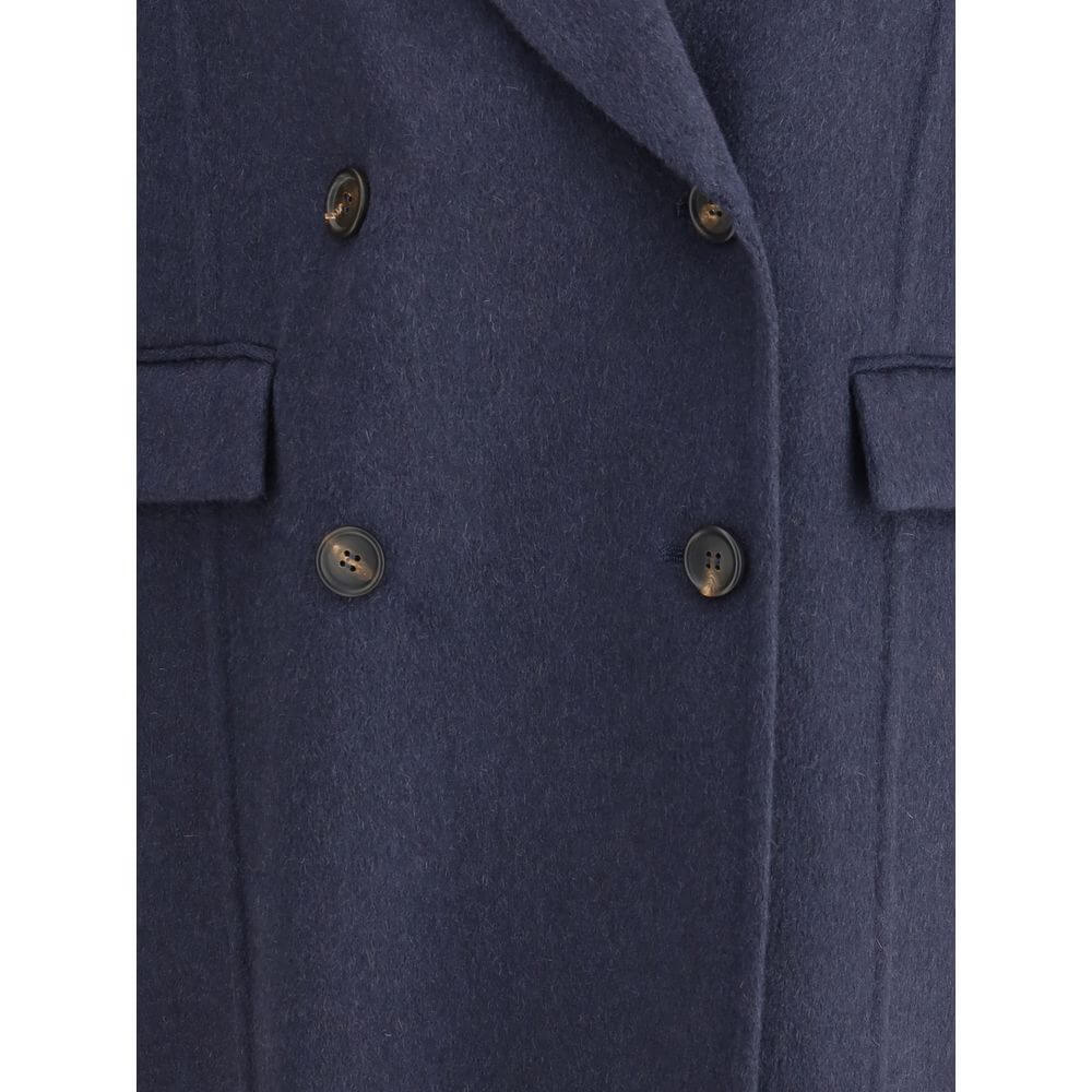 Brunello Cucinelli Blue Cashmere Coat
