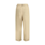 Back view of Brunello Cucinelli Cotton Elasticated Pants with patch pockets and elastic waist, showcasing style and comfort.