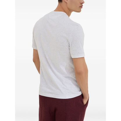 Brunello Cucinelli Cotton jersey crew neck T-shirt with logo and faux-layering