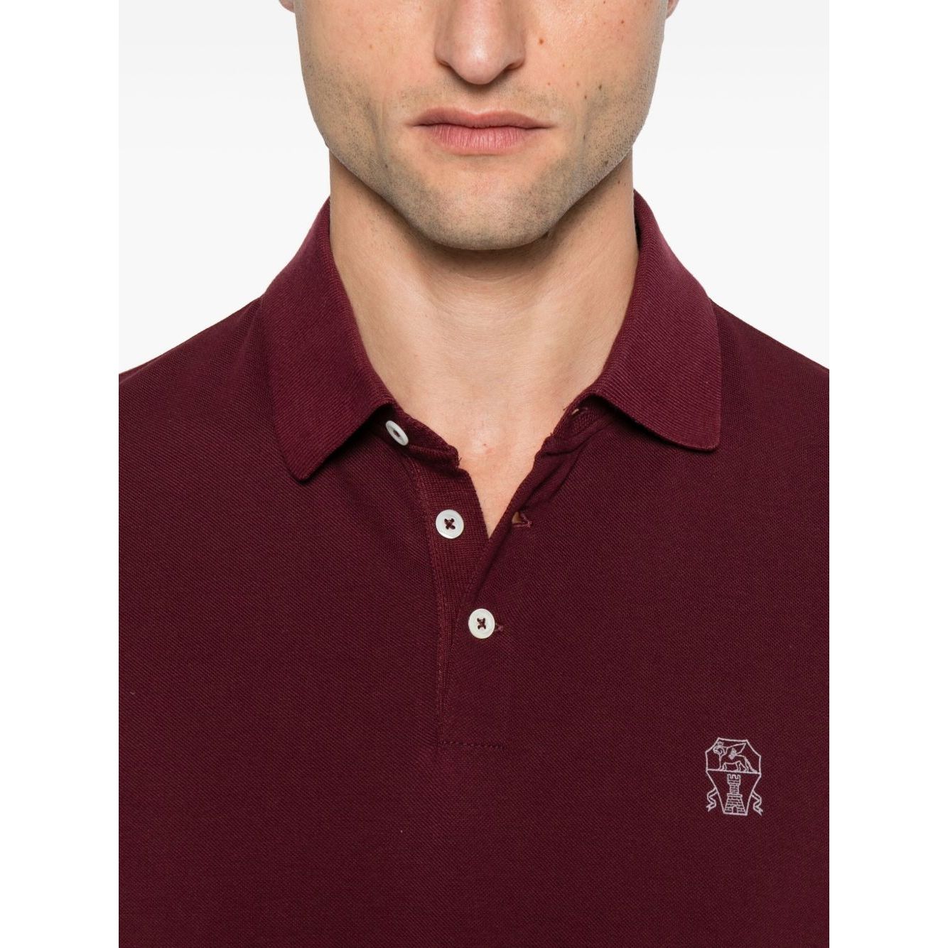 Brunello Cucinelli Embroidered cotton polo shirt