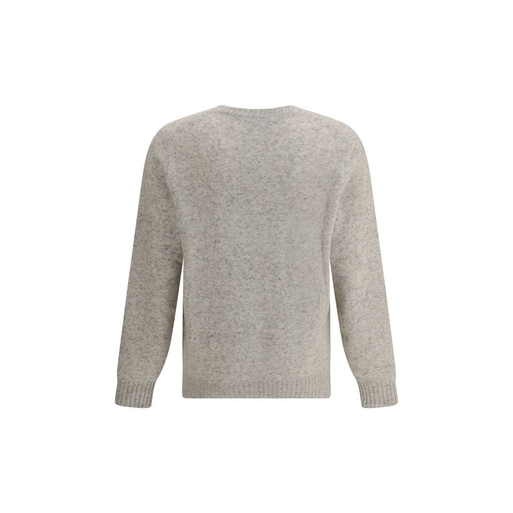 Brunello Cucinelli Gray Alpaca Vicugna Pacos Sweatshirt with ribbed crew neck, cuffs, and hem in modern mélange pattern for AW25 season.