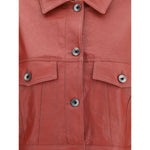 Brunello Cucinelli Leather Jacket with collar and front buttons, featuring two patch pockets for a classic and sophisticated style.