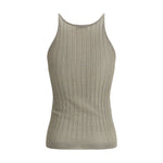 Brunello Cucinelli Lurex Tank Top with ribbed design, fitted style, and elegant thin straps, adding a sophisticated touch to any outfit.