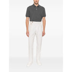 Brunello Cucinelli Short-sleeve polo shirt in grey with polo collar, button fastening, and embroidered logo made of cotton.