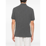 Back view of Brunello Cucinelli Short-sleeve polo shirt in grey cotton with embroidered logo and button fastening.