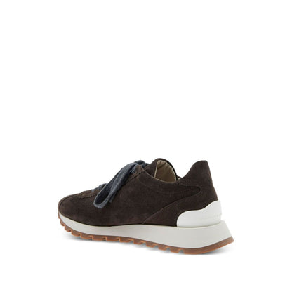 Brunello Cucinelli Suede runners with shiny tab