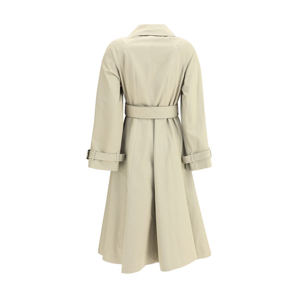 Back view of Burberry Beige Cotton Coat with a fit-and-flare silhouette, single-breasted closure, and adjustable cuffs.