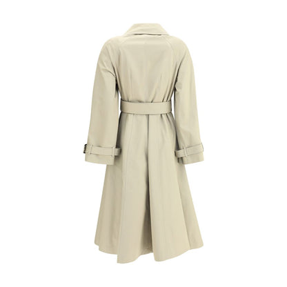 Back view of Burberry Beige Cotton Coat with a fit-and-flare silhouette, single-breasted closure, and adjustable cuffs.