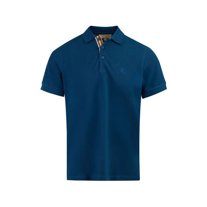 Burberry Deep Teal Blue Cotton Collared Polo Shirt