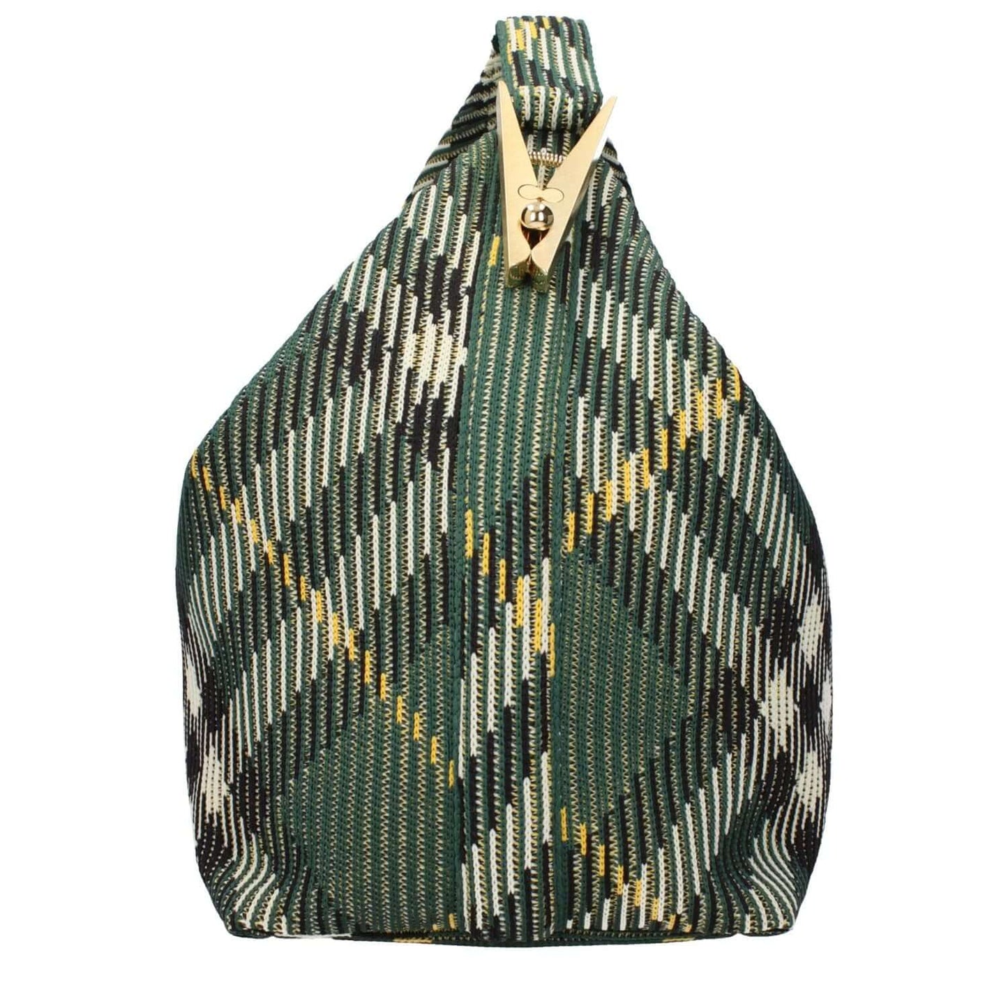 Burberry Green Fabric Handbag with gold details, medium size, featuring zip closure and check print. Ideal for fashion enthusiasts.