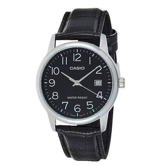 CASIO COLLECTION Mod. DATE. LEATHER - BLACK WATCHES