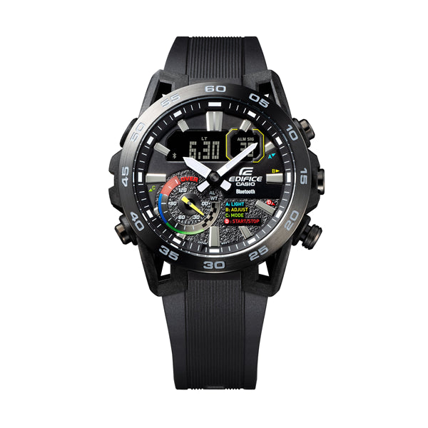 Alt Tag: CASIO EDIFICE Mod. RACING MULTI COLOR SERIE waterproof wristwatch with multifunction quartz movement, SS & resin case.