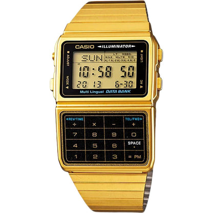 CASIO VINTAGE Mod. DATABANK CALCULATOR. GOLD - BLACK WATCHES
