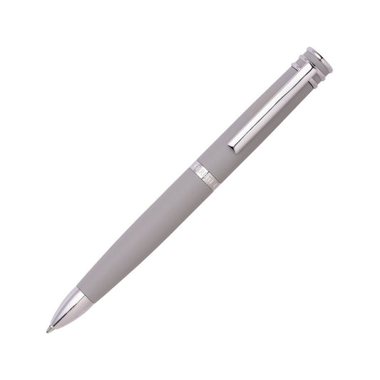 CERRUTI WRITING FASHION ACCESSORIES Mod. NSR2874K luxury pen in silver and grey design on white background.