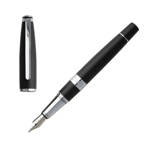 CERRUTI WRITING FASHION ACCESSORIES Mod. NSR9902A black and silver fountain pen with cap.
