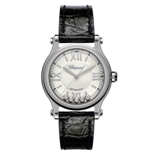 CHOPARD MOD. 278573-3011 luxury watch with black leather strap and elegant dial design.
