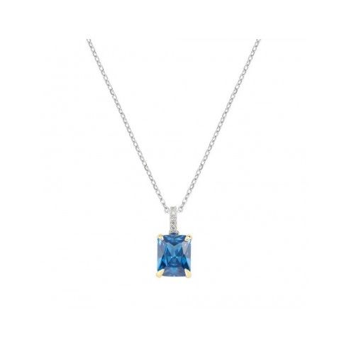 AMEN JEWELRY Mod. CLCK1REBBLZ featuring a blue gemstone pendant necklace with a silver chain.