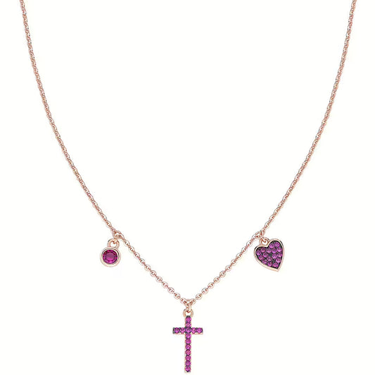 Elegant AMEN JEWELRY Mod. CLCRCURRZ necklace with cross and heart charms on a delicate chain