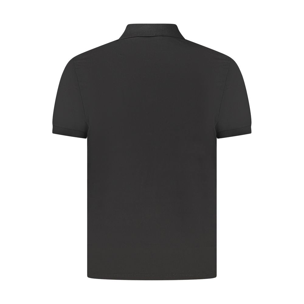 Back view of Calvin Klein Black Cotton Men Polo Shirt with short sleeves and classic fit design