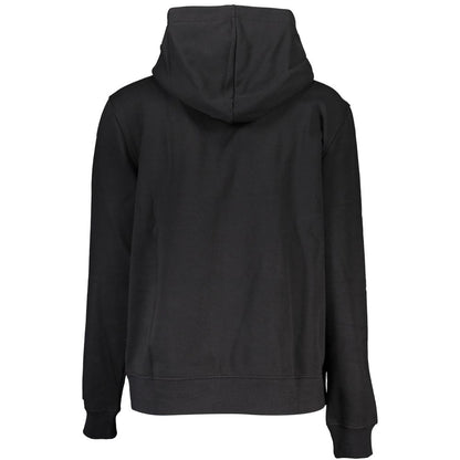 Calvin Klein Black Cotton Sweatshirt with hood and logo embroidery, perfect for transitional seasons.