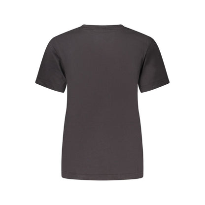 Back view of Calvin Klein Black Cotton Women T-Shirt showing minimalist design.