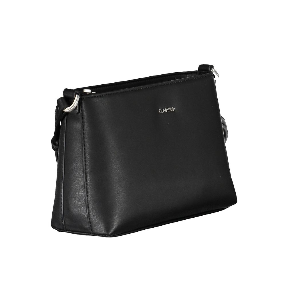 Calvin Klein Black Polyester Women Handbag, eco-friendly shoulder bag with sleek minimalist design for modern trendsetter