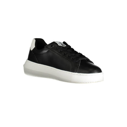 Alt Tag: Calvin Klein Black Polyester Women Sneaker with contrasting details and logo print, made with recycled materials for eco-friendly style.