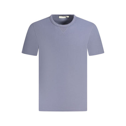 Calvin Klein Blue Cotton T-Shirt with short sleeves, crew neck, contrasting details, logo, made of 95% regenerative cotton.
