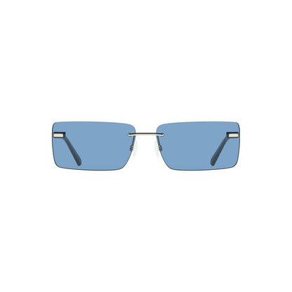 Calvin Klein Blue Metal Women Sunglass with sleek rectangular blue lenses and metal frames, perfect for chic sophistication and style.