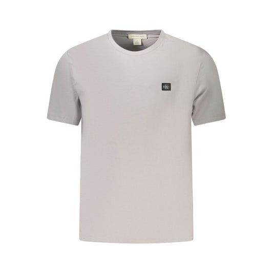 Calvin Klein Gray Cotton Men T-Shirt with crew neck and logo