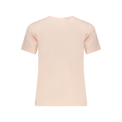 Back view of Calvin Klein Pink Cotton Women T-Shirt showcasing classic cut and color.