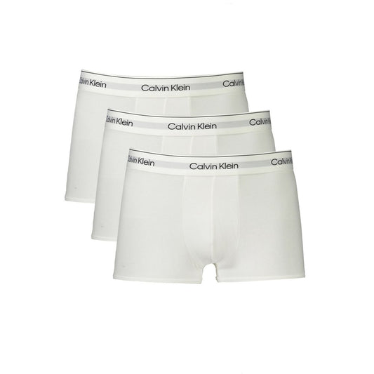 Calvin Klein White Cotton Men Boxer tri-pack featuring breathable cotton and iconic logo waistband for ultimate comfort and style.