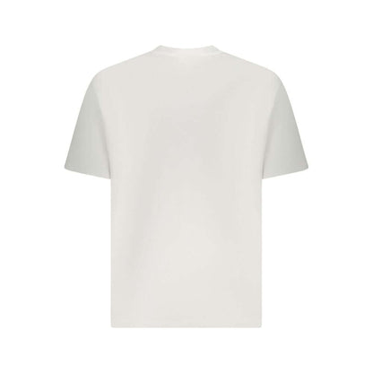 Calvin Klein White Cotton Men T-Shirt back view showing short sleeves and crew neck in premium cotton for casual sophistication.