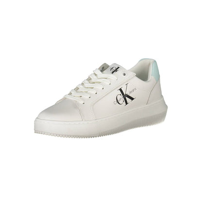 Calvin Klein White Recycled Polyester Women Sneaker with bold logo and sleek eco-friendly design