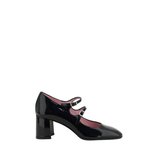 Carel Paris Black Calf Leather Bos Taurus Mid Heel Pumps