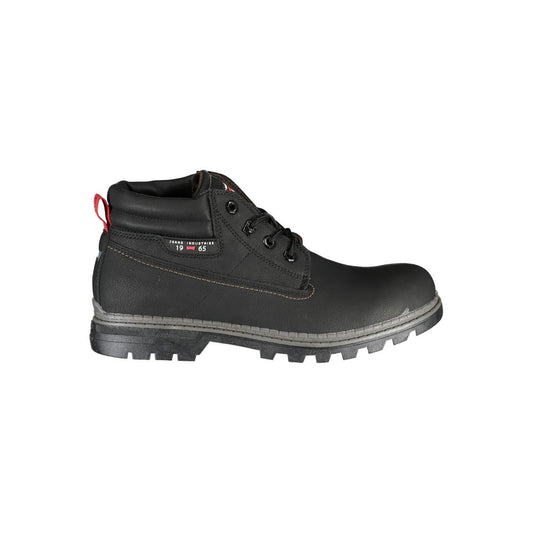 Carrera Black Polyester Ankle boot with laces, contrast details, and logo.