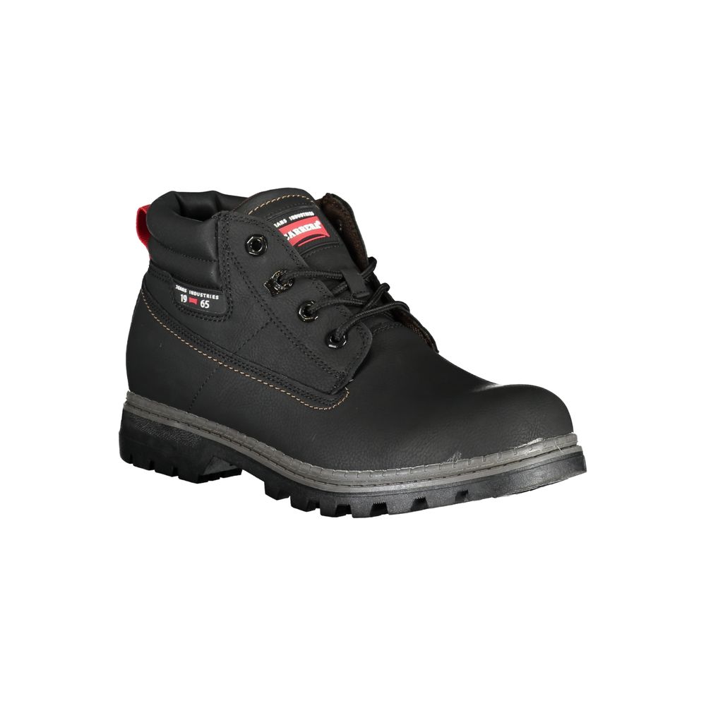 Carrera Black Polyester Ankle boot with laces, featuring contrast details and logo.